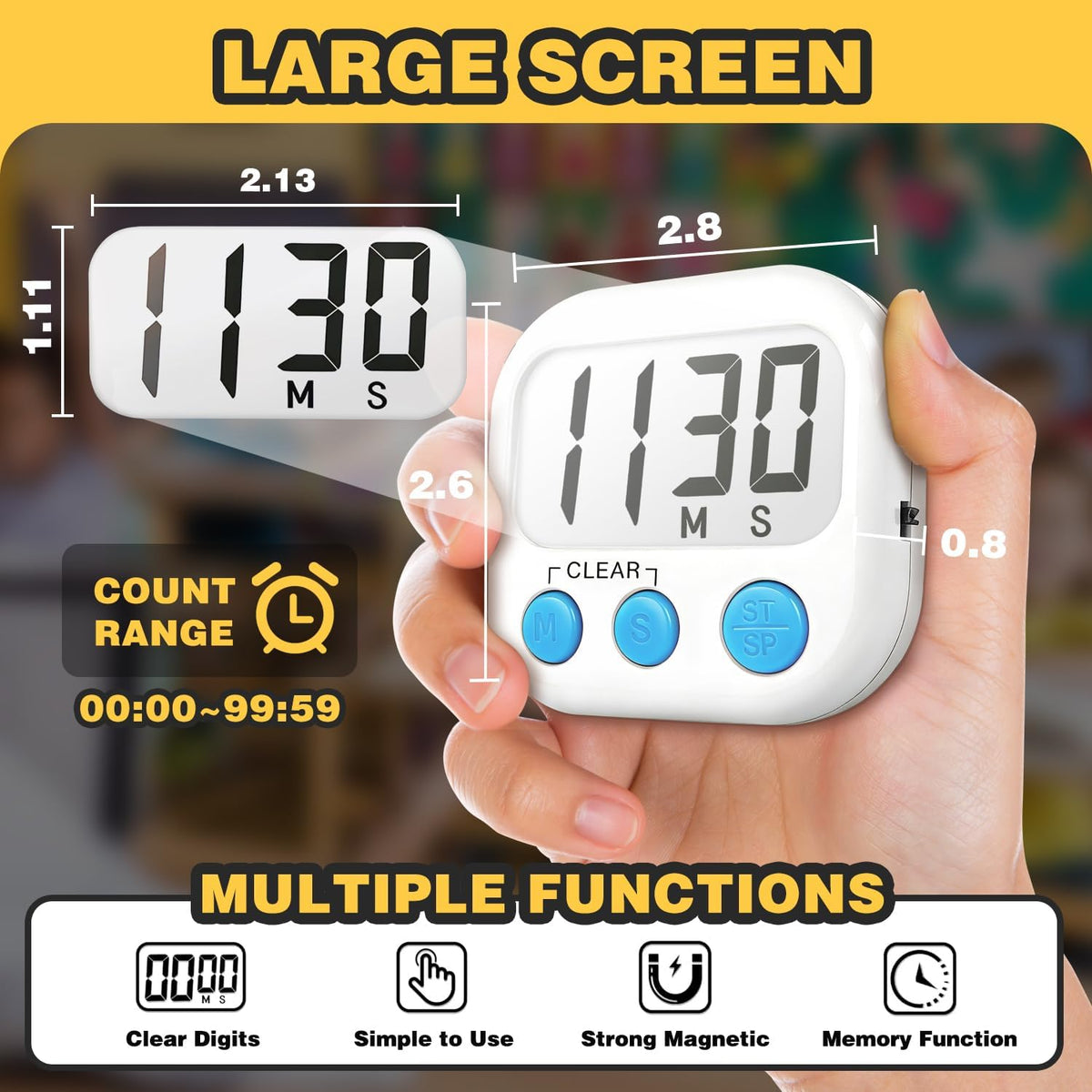 Digital Timer for Kids Classroom Timers for Teachers 2 Pack Blue Green