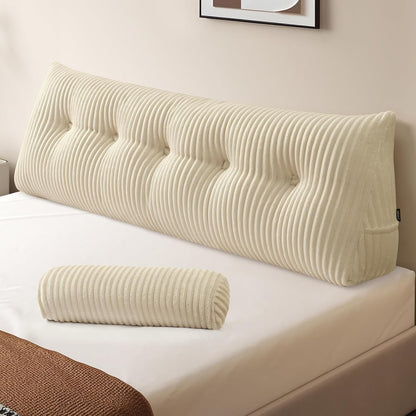 Z-hom Headboard Pillow, Wedge Backrest Cushion, Queen Size,NO Roll Pillow | Grey Triangular Backrest Cushion Equipped,NO Roll Pillow,Ideal for Reading,Sitting Up in Bed&Filling Headboard Gaps