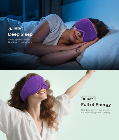 MUSICOZY Sleep Mask Headphones with Bluetooth Wireless Eye Masks Earphones | 3D Blackout Eyemask with Music Headphone for Side Sleepers, Hi-Fi Sound＆Long Battery Life Sleeping Earbuds for Travel Rest