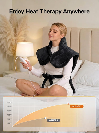 ALLJOY Heating Pad for Neck and Shoulders and Back Pain Relief | 24"x33" Weighted Heating Pad for Back with 10 Heat Levels & 4 Timers, Auto Shut-Off, Birthday Gifts for Men Women, Grey
