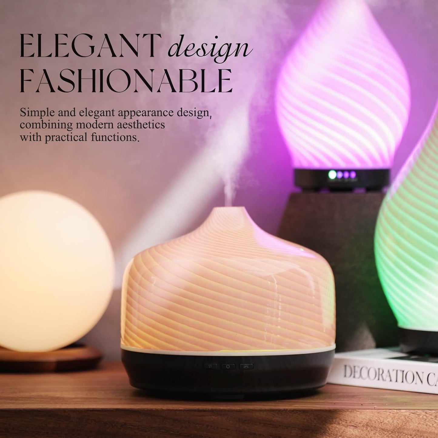 Porseme 500ml Glass Essential Oil Diffuser Aromatherapy Ultrasonic Cool Mist Humidifier 15-21 Running Hours Waterless Auto-Off Air Diffusers for Sleeping Yoga Working Spa(Light Blue)