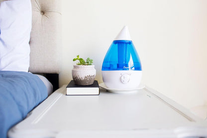 Crane Ultrasonic Cool Mist Humidifier for Bedroom, Baby Nursery, Kids Room, Plants, or Office, Large 1 Gallon Tank, Filter Optional, Blue and White