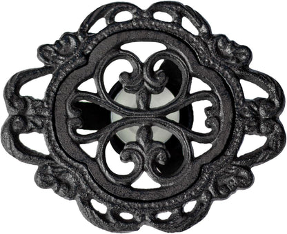 6.1 Inches Cast Iron Teapot Warmer Dish Cups Trivet,Flower-Shaped Design with Tealight Holder - Heavy Duty & Decorative Candle Holder Stands for Heat Food Coffee Milk or Tea
