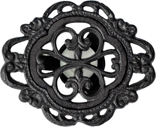 6.1 Inches Cast Iron Teapot Warmer Dish Cups Trivet,Flower-Shaped Design with Tealight Holder - Heavy Duty & Decorative Candle Holder Stands for Heat Food Coffee Milk or Tea