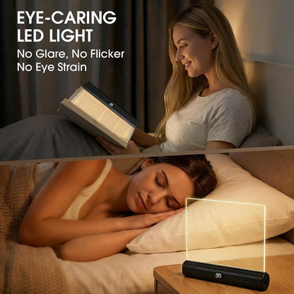 Flat LED Book Light Rechargeable Portable Reading Lamp with 3 Color Temperatures Stepless Dimming Eye Protection Night Reading Light for Bed and Travel (White)