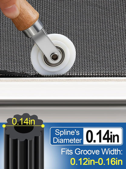 MEWTOGO 3 in 1 Screen Repair Kit, Window Screen Replacement Tools | Including 32.8ft Spline, Roller, Removal Hook,for Replacing & Installing Door Window Screens