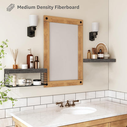 QEEIG Bathroom Shelves Over Toilet - Wall Mounted Floating Shelves Toilet Paper Storage Small Farmhouse Decor Shelf 16 inch Set of 3, Rustic Brown (019-BN3)