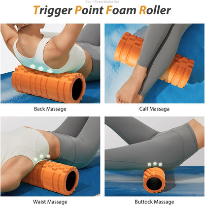SUBCULTUREPICK 5 in1 Foam Roller Set, Trigger Point Foam Roller Deep Tissue