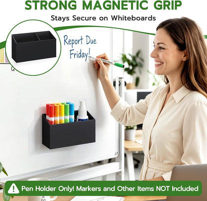 MR.MATE Magnetic Pen Holder,Clear Magnetic Marker Cup for Fridge Whiteboard | Dry Erase Marker Pencil Holder with Acrylic Cup and Strong Magnet, Non-slip Design For Refrigerator Locker Office & Classroom