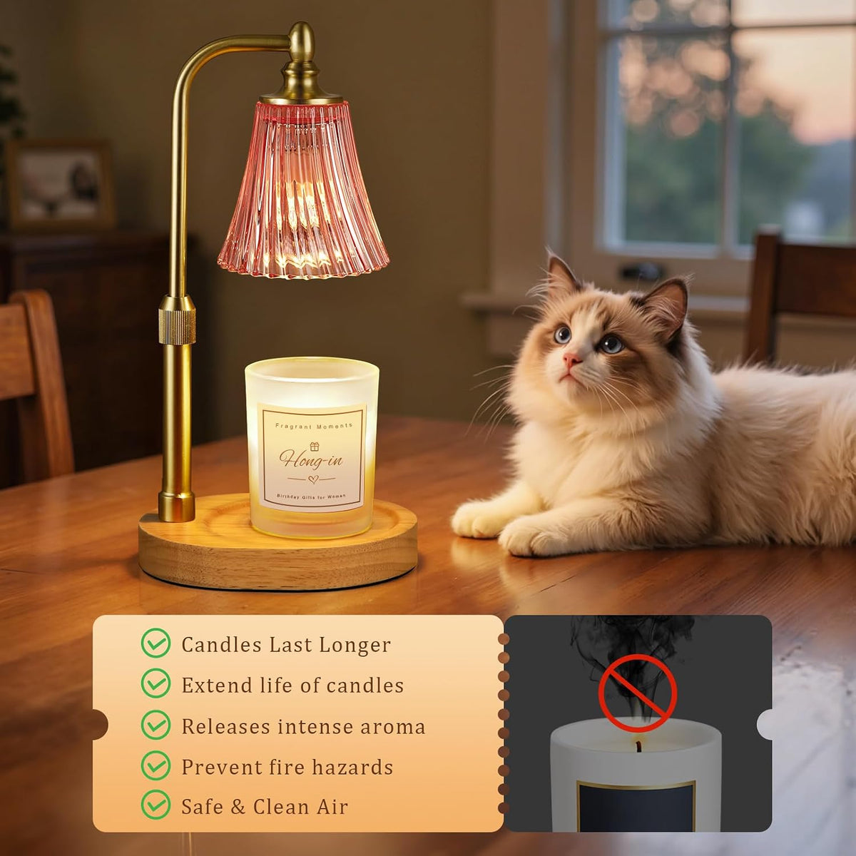 Hong-in Candle Warmer Lamp with Timer,Birthday Gifts for Women Mom Sister