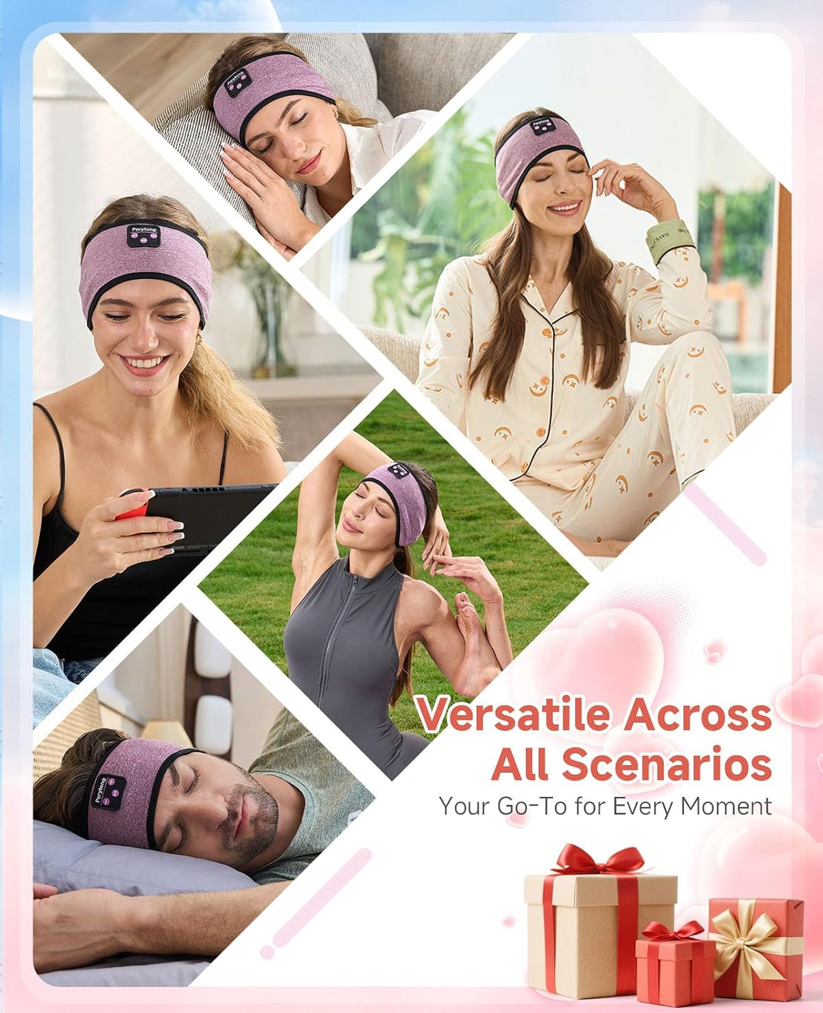 Sleep Headphones | Bluetooth 5.4 Headband | Wireless Earbuds Earphones Sweat Resistant with Ultra-Thin HD Stereo Speaker, Headphone Band for Side Sleepers Workout Running Tech Gadgets Unique Gifts