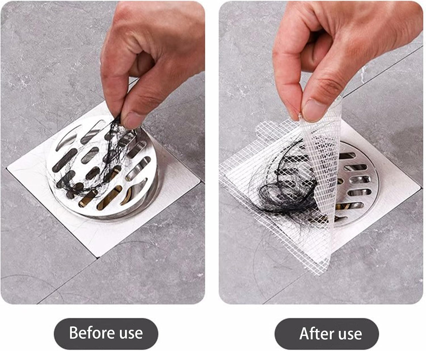 PRIMSOPH 4 Inch 30pcs Disposable Shower Drain Hair Catcher Mesh Stickers Floor Drain Sticker Disposable Drain Filter Hair Trap Sticker