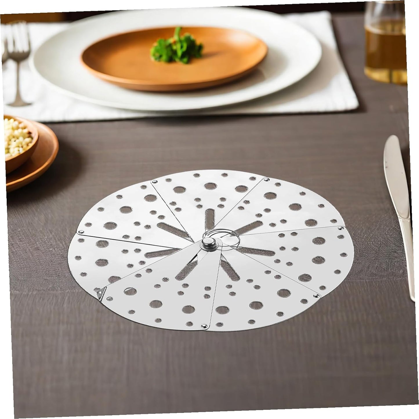BESPORTBLE Adjustable Stainless Steel Multifunctional Spill Stopper Lid with Strainer for Pots, Anti-overflow Cover Suitable for Household Cooking and Steaming