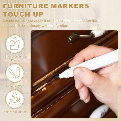PATIKIL 4Pcs Furniture Markers Touch Up, Furniture Repair Kit Wood Markers for Scratches Wood Floor Holes Tables, Grey