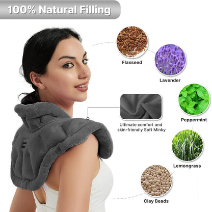 MORLIDEN Neck Heating Pad Microwavable for Shoulders, Warmer Wrap Microwave Heating Pad for Neck and Shoulders for Pain Relief (Navy Blue)