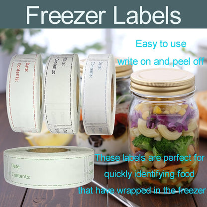 1000pcs Freezer Labels,1x3 inch for Food containers,Food Labels Quick and Easy to Remove- Easy to Write on(Black)