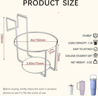 Cup Holder for Bed (Diameter: 3.3IN) Drink Holder Water Bottle/Glass Organizer for Wood Dorm Room Bunk Bed Crib, Metal Toddle Bed,Loft Bedside, Headbed, Car,Office Desk Partition