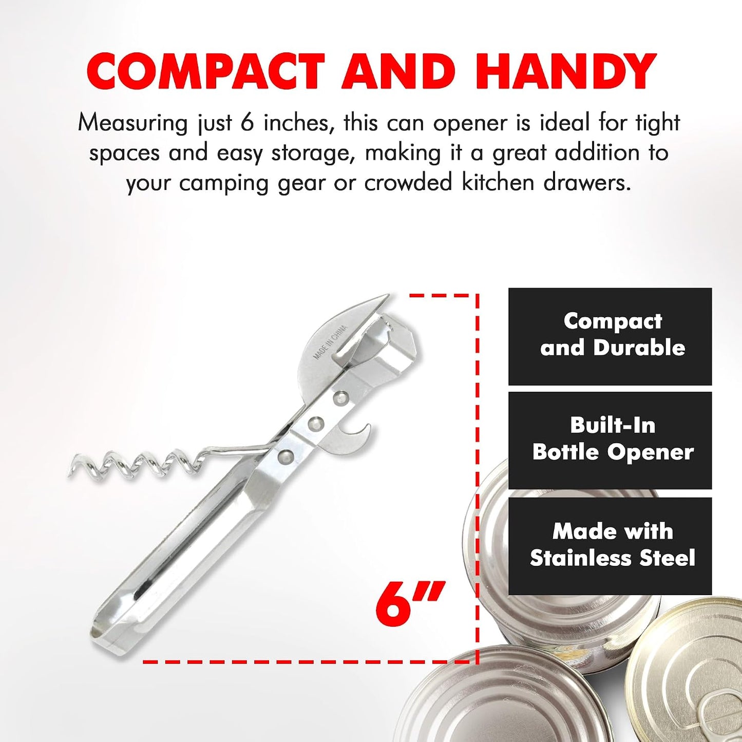Chef Craft Select Can Opener with Tapper, 6.5 inches in length, Nickle Plated