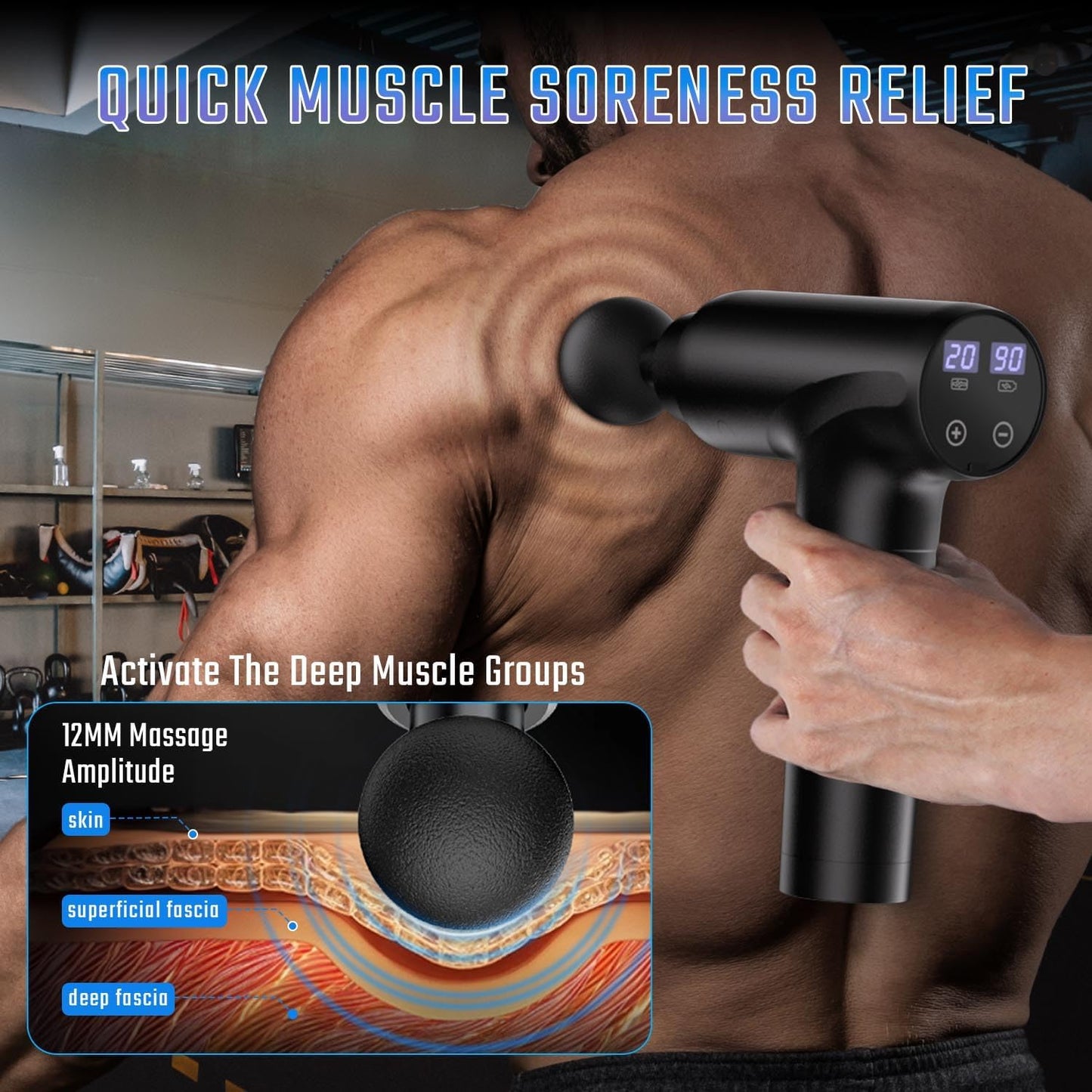 cotsoco Massage Gun Deep Tissue, Muscle Massage Gun with 9 Attachment Heads 20 Speeds & Silent Brushless Motor for Pain Relief, Handheld Percussion Back Massager Gun, Fathers Day Dad Gifts(Black)