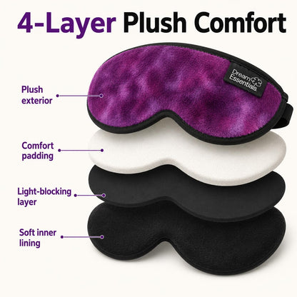 Dream Essentials Utopia Blackout Sleep Mask with Wide Cradle Band, Adjustable Plush Eye Mask for Side Sleepers, Flexible Nose Bridge, Handmade in USA, Travel & Naps