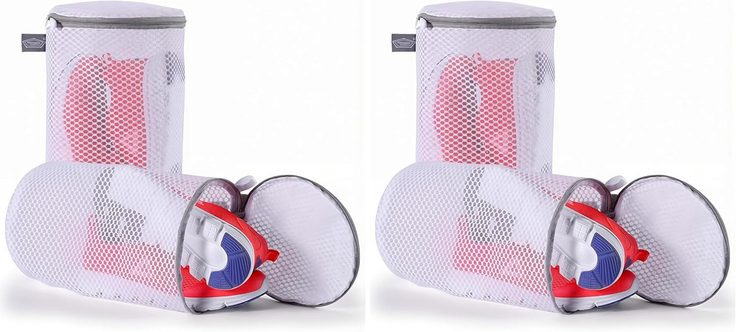 Shoe Washing Machine Bag, Laundry Bag for Sneakers, Orange, 7x15 | Bag to Wash Shoes in Washer and Dryer, for Tennis, Footwear, Trainers, Slippers, Prevent Tangling, Honeycomb Mesh