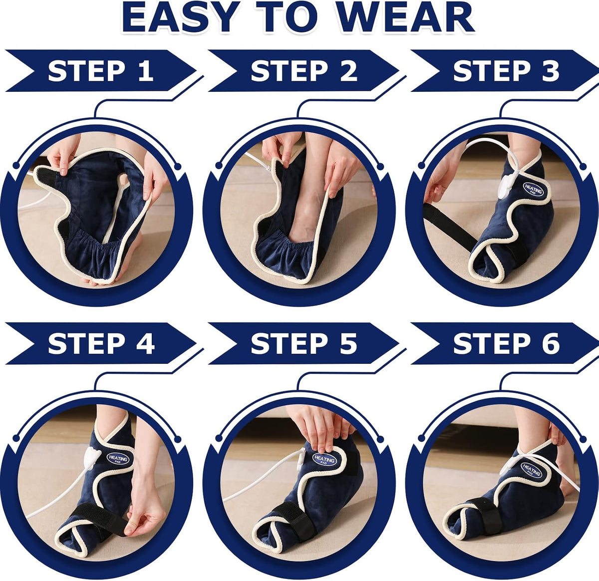 CAMECO 1 Pack Foot Ankle Heating Pad for Neuropathy Pain Relief, 86℉-158℉ Electric Heated Foot Warmer for Achilles Tendinitis & Plantar Fasciitis, Under Desk Heat Therapy Wrap Booties for Women Men