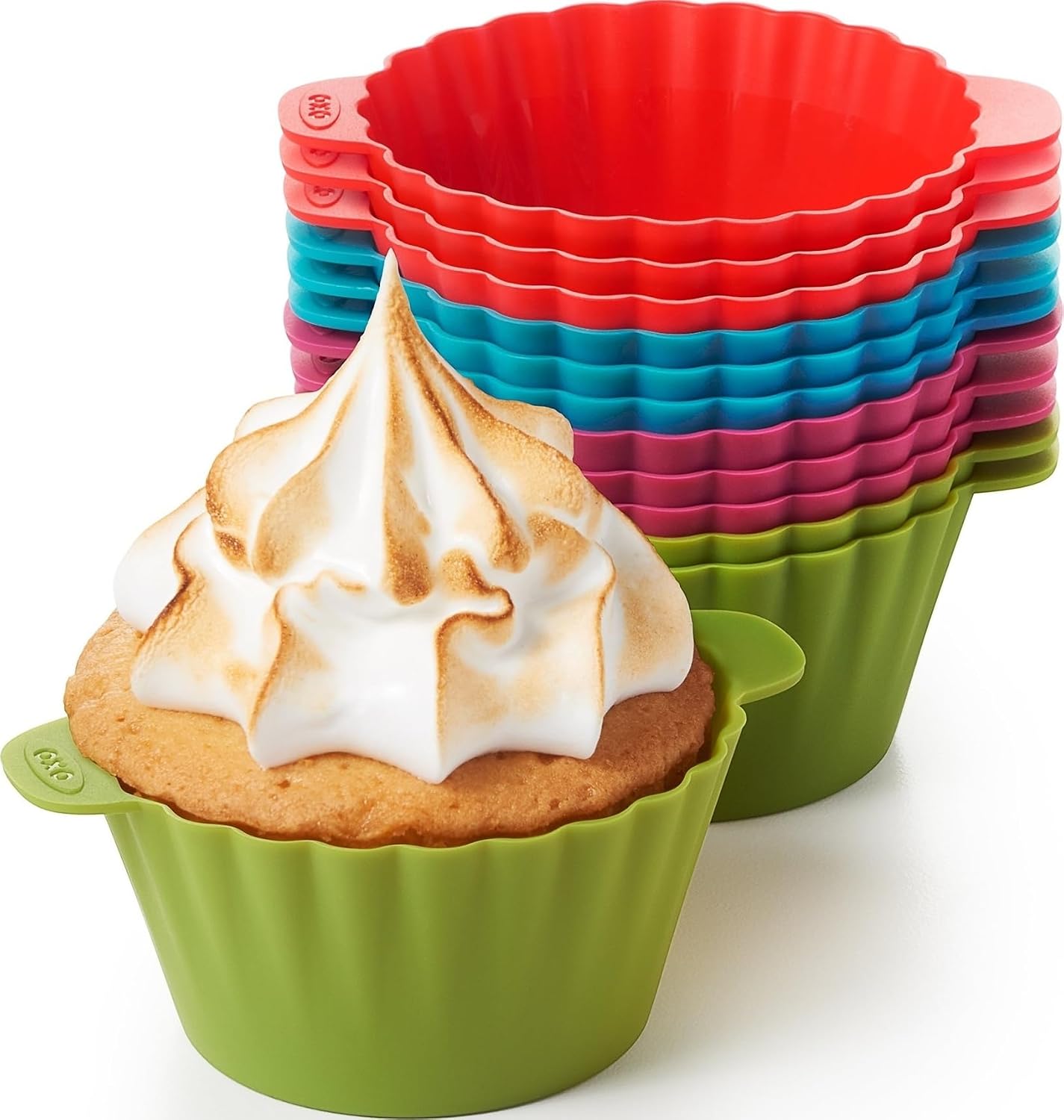 OXO Good Grips Silicone Baking Cups, Pack of 12, Reusable, BPA-Free, Dishwasher Safe, Non-Stick, Food Grade, Cupcake Cups, Muffin Cups, Cupcake Liners, Muffin Liners
