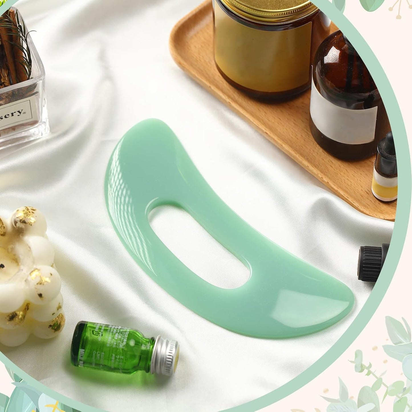 BBTO Gua Sha Massage Tool with Handle Resin Massage Tools Lymphatic Drainage Massager Body Shaping Gua Sha Tools for Full Body Men Women Birthday Festival Holiday Present (Light Green)