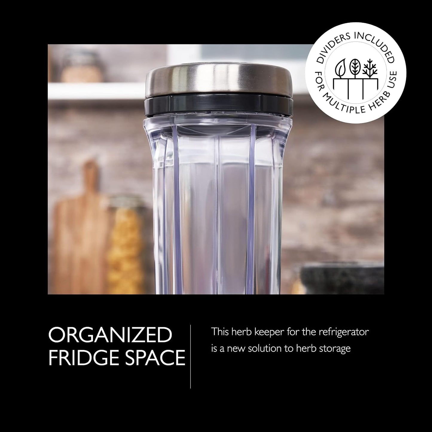 Cole & Mason Saunderton Spice Storage & Shaker - Herb Keeper for Refrigerator, Countertop or Cabinet - Divided Food Storage Container - Spice Shaker with Lid - Clear/Silver