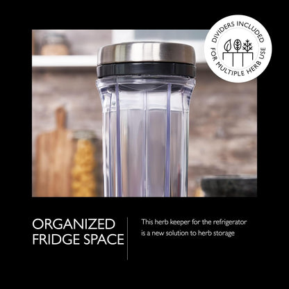 Cole & Mason Saunderton Spice Storage & Shaker - Herb Keeper for Refrigerator, Countertop or Cabinet - Divided Food Storage Container - Spice Shaker with Lid - Clear/Silver