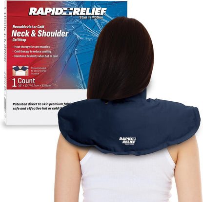 Rapid Relief Reusable Hot or Cold Neck and Shoulder Gel Wrap, Muscle Aches