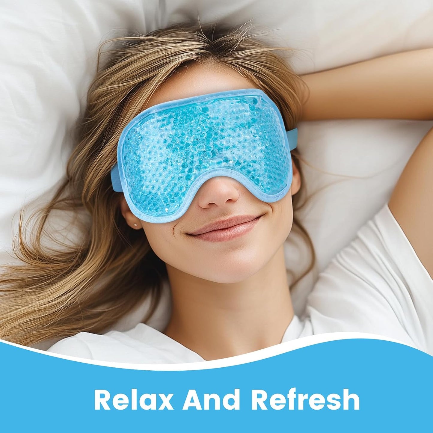NEWGO Cooling Gel Eye Mask - Reusable Cold Pack for Puffy Eyes, Dark Circles, Migraine, Stress Relief - Purple With Soft Plush Backing