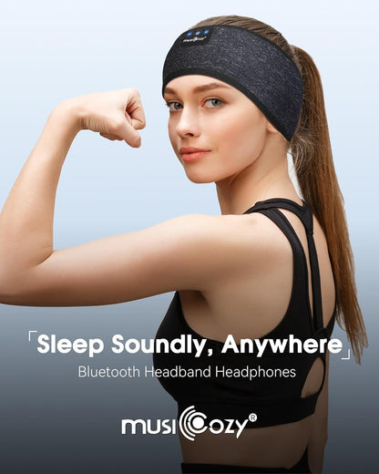 MUSICOZY Bluetooth Headband Sleep Headphones Earbuds for Sleeping Sports | Wireless Music Earphones Sports Sweat Resistant with HD Stereo Speakers for Workout Running Travel Yoga Ideal Gifts