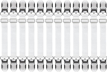 Boao 12 Pcs Bedsheet Strap Elastic Clip, White, 4-8 Inch Length