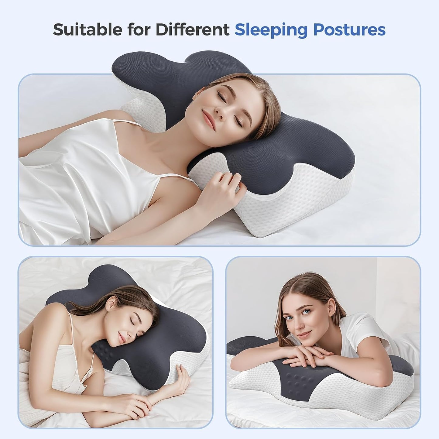 Cervical Neck Pillow for Neck Pain Relief,Mellow Sleep Pillow,Memory Foam Neck Pillow for Sleeping,Orthopedic Neck Support Pillow for Back Stomach Sleepers,Ergonomic Pillow with Pillow Covers