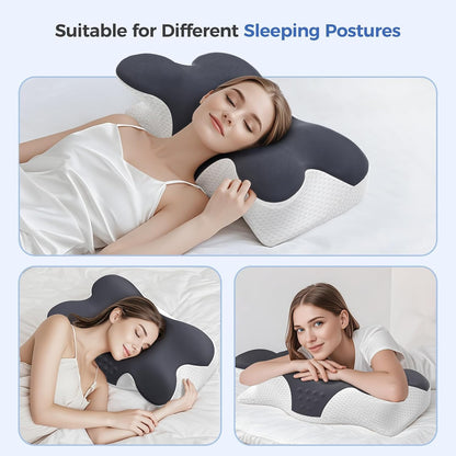 Cervical Neck Pillow for Neck Pain Relief,Mellow Sleep Pillow,Memory Foam Neck Pillow for Sleeping,Orthopedic Neck Support Pillow for Back Stomach Sleepers,Ergonomic Pillow with Pillow Covers