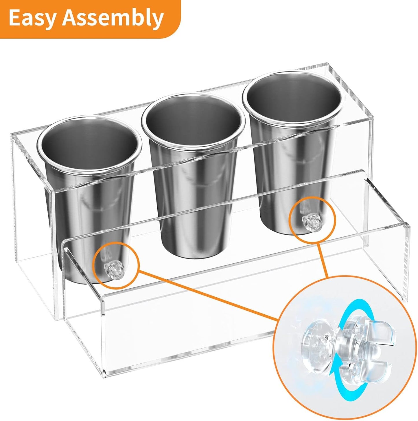 NIUBEE Acrylic Hair Tool Organizer,Hair Blow Dryer Holder with 3 Cups,White | Acrylic Hot Tools Organizer,Hair Organizer Storage Countertop,Blow Dryer Holder for Curling Iron,Brush, Straightener,Bathroom