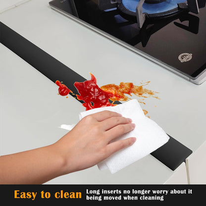 Silicone Stove Counter Gap Cover - 25 Inch Gap Filler 2 Pack Black | Long gap filler seals spills between kitchen appliances Stovetop oven countertop; stove gap cover, gas stove side gap covers