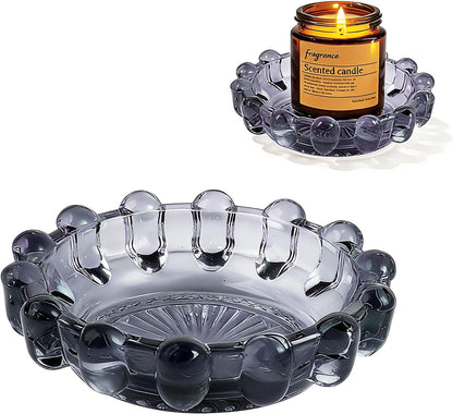 Bubble Glass Candle Dish Chic Large Clear Candle Holder Tray for Home Decor Modern Decorative Plate for Tea Lights Pillar Candles