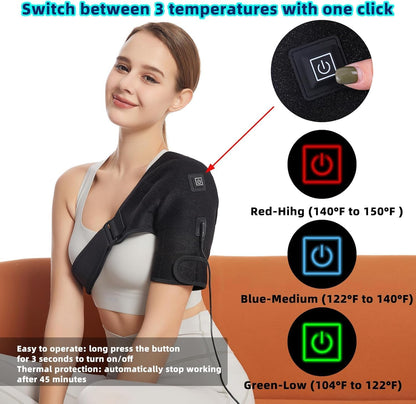 Shoulder Heating Pads for Pain Relief - Jade Stone Heated Shoulder Wrap with 3 Temperature Settings, Ideal for Rotator Cuff, Shoulder Soreness Relief at Home,Office