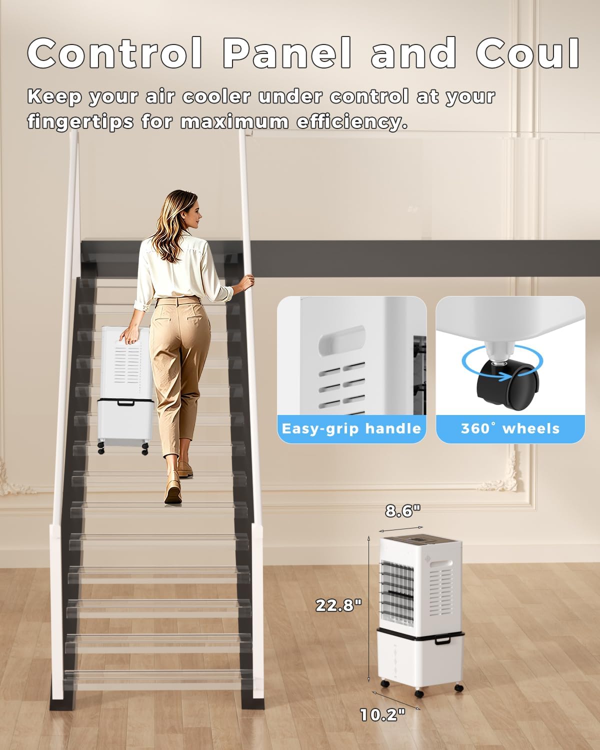 Evaporative Air Cooler, 3-in-1 Portable AC Tower Fan Air Conditioner with 4 Modes & 3 Speeds, 24H Timer, Remote 60°Oscillating Tower Fan, Quiet Swamp Cooler, Tower AC for Bedroom Office, 36inch, Black