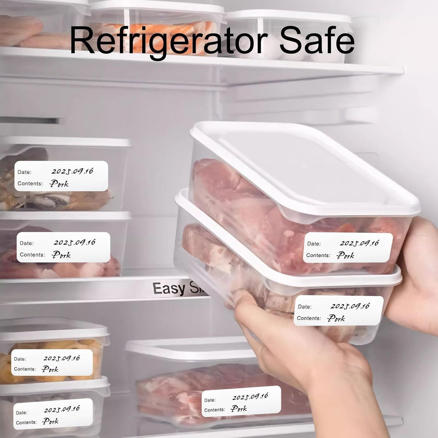 Hitefu 500 Pcs 1x3 Inch Freezer Labels, Removable No Residue Food Storage Containers Labels for Food Containers, Mason Jars & Kitchen Storage, Oil & Water Resistance