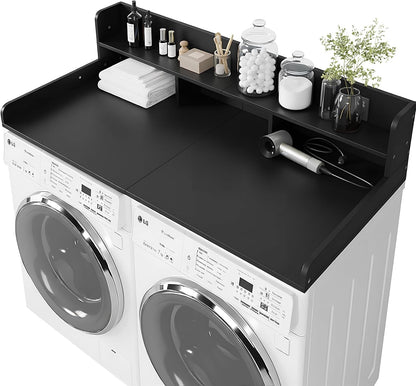 Washer Dryer Countertop with Shelf, 2-Tier Laundry Countertop Over Washer and Dryer, 54" x 27.55" Wooden Table for Folding Clothes for Laundry Room Organization and Storage (Oak)