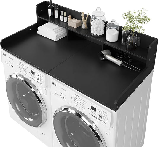 Washer Dryer Countertop with Shelf, 2-Tier Laundry Countertop Over Washer and Dryer, 54" x 27.55" Wooden Table for Folding Clothes for Laundry Room Organization and Storage (Oak)