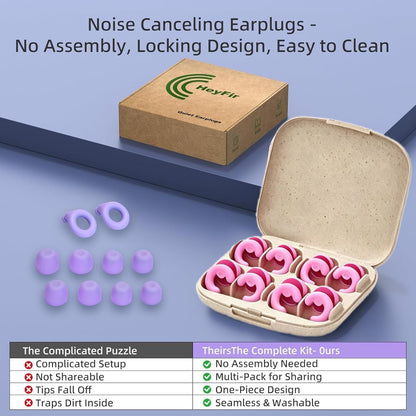Noise Cancelling Ear Plugs Sleep 50dB NRR Side Sleep Small Ear | ultra soft silicone, reusable one-piece design, 4 sizes included, portable case