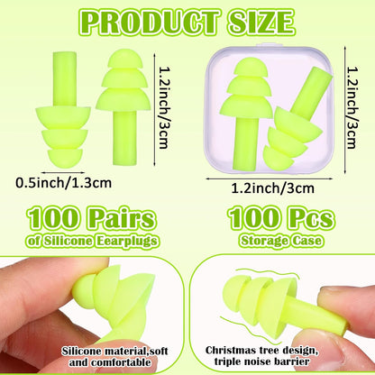 Trelaco 100 Pairs Silicone Ear Plugs Bulk with Case Nrr 29db, Black