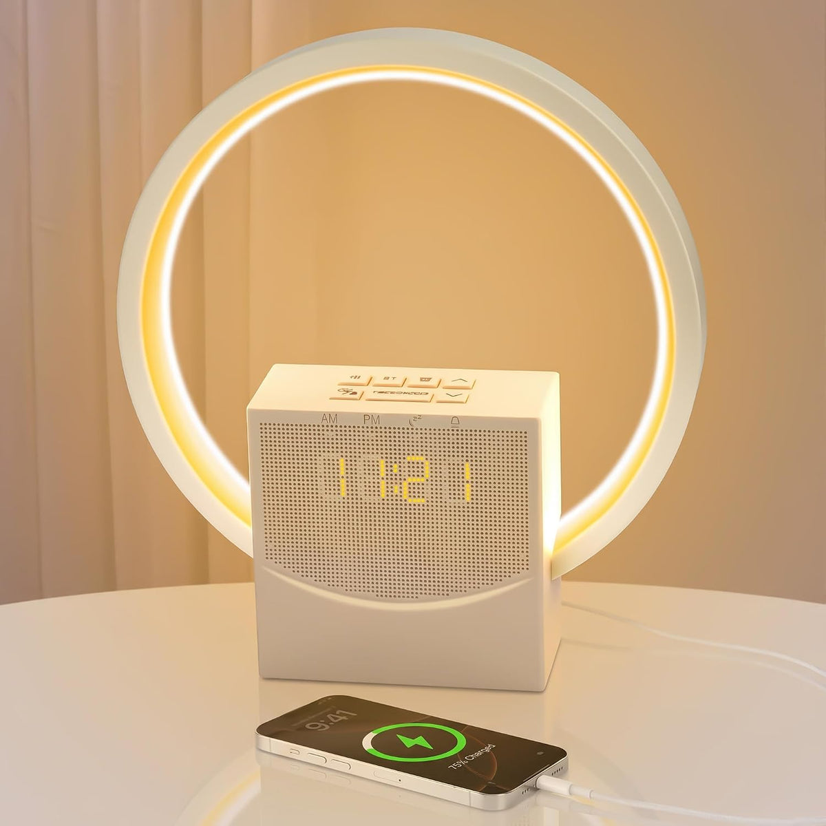 Sunrise Alarm Clock with White Noise Machine, 10 Soothing Sounds, Wake Up Light with Sleep Timer, 4-Level Touch Night Light, USB Port, Digital Alarm Clocks for Bedroom Heavy Sleepers Adults