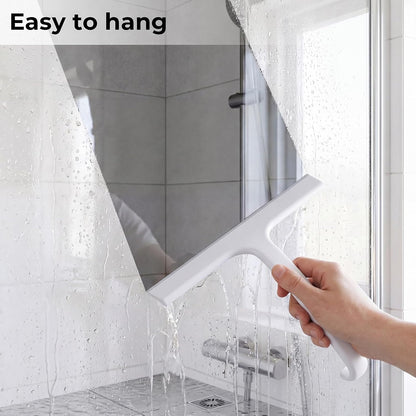 wlich 10" Shower Squeegee, Silicone Shower Wiper for Glass Doors, Black | One-Piece No-Drill Design, Flexible Silicone Squeegee for Window Cleaning, Streak-Free Cleaning Bathroom, Easy Installation