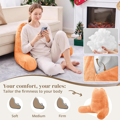 Sasttie Reading Pillows for Sitting in Bed Adult, Back Pillow Bed Sitting Up, Back-Rest Support Cushion for Sit Up on Couch, Sofa, and Floor, Dorm Essentials, Oeko-Tex Certified, Dark Grey