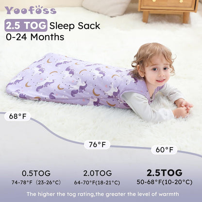 Yoofoss Baby Sleep Sack 0-6 Months Wearable Blanket for Babies 100% Organic Cotton 2-Way Zipper TOG 0.5 Toddler Sleeping Sack 3 Pack, Sleep Sacks